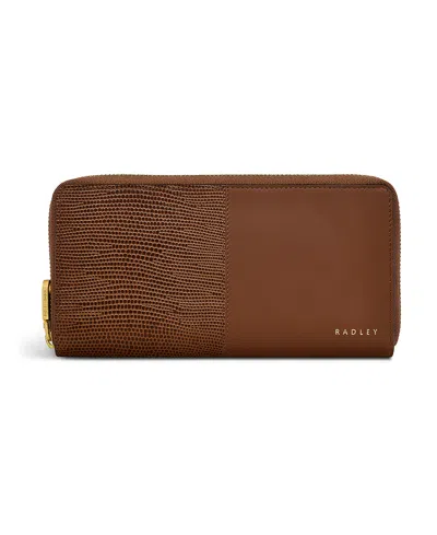 Radley London Mount Row Faux Lizard Zip Around Wallet In Saddle