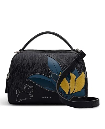 Radley London Nature Blooms Mini Zip Top Crossbody Bag In Black