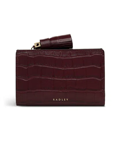 Radley London Noble Alley Faux Croc Bifold Wallet In Burgundy