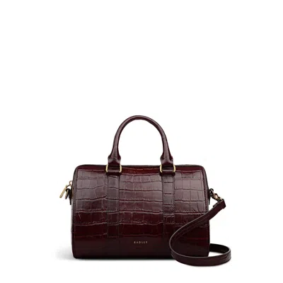 Radley London Noble Alley - Faux Croc Medium Ziptop Satchel Bag In Red