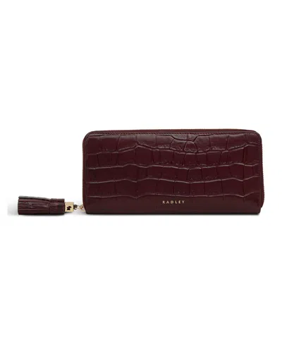 Radley London Noble Alley Faux Croc Zip Around Wallet In Burgundy