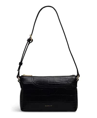 Radley London Pockets Faux Croc Mini Zip Top Shoulder Bag In Black
