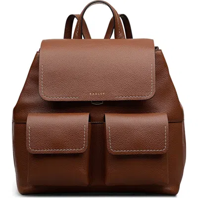 Radley London Radley Burton Way Medium Flapover Leather Backpack In Cognac