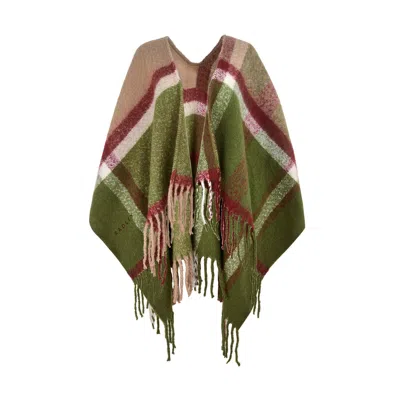 Radley London Silt Beige Check Poncho In Green