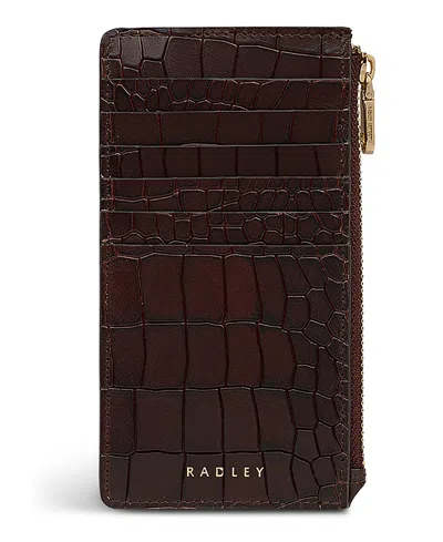 Radley London Sloane Mews Faux Croc Mini Zip Top Coin Wallet In Brown