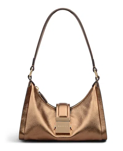 Radley London Sloane Mews Metallic Small Zip Top Shoulder Bag In Gold