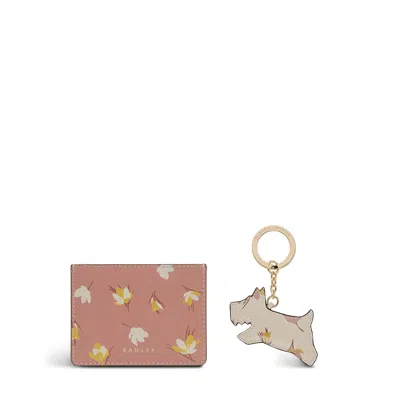 Radley London Spring Daze Small Card Holder And Keyring In Red