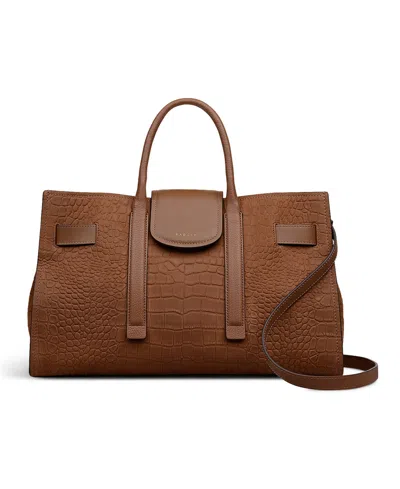 Radley London St Pancras Lane Faux Croco Large Open Top Grab Bag In Brown