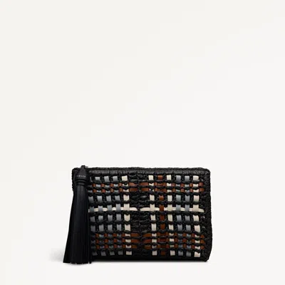 Radley London The Camden - Raffia Check Medium Ziptop Pouch Black - 113558 In White