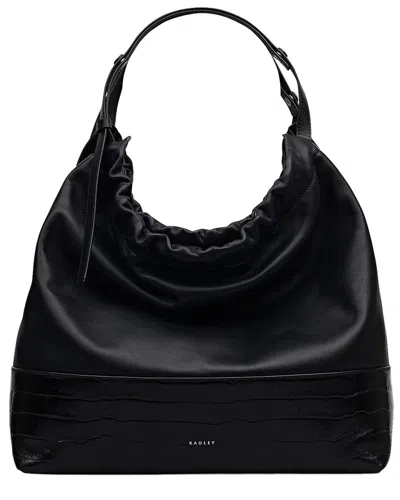 Radley London The Portobello Large Leather Drawstring Shoulder Bag In Black