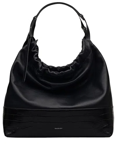 Radley London The Portobello Large Leather Drawstring Shoulder Bag In Black