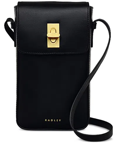 Radley London Threadneedle Street Leather Phone Crossbody In Black