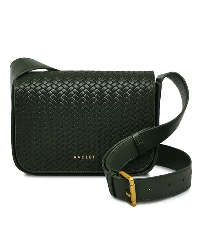Radley London Westwell Lane Weave Emboss Flap Over Crossbody Bag In Racing Green
