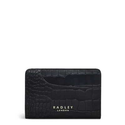 Radley London Women's Leather Pockets 2.0 - Faux Croc Medium Bifold Purse - Black Medium