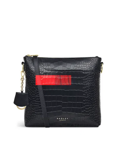 Radley London Women's Pockets 2.0 Faux Croc Small Zip Top Crossbody In Black