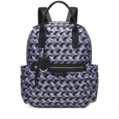 Radley London Womens Finsbury Park - Geo Dog Medium Ziptop Backpack - Grey Medium In Gray