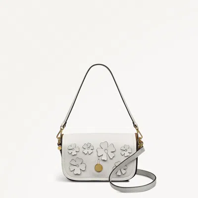 Radley London Womens Leather Bathurst Mews - Cutwork Floral Small Flapover Cross Body - White Small