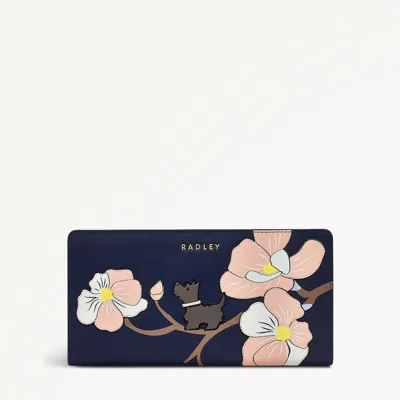 Radley London Womens Leather Coin Street - Magnolia Large Bifold Wallet - Navy Large In Blue