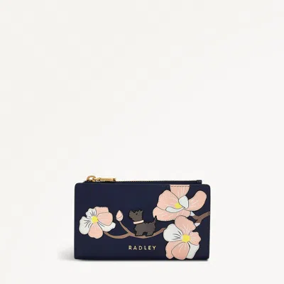 Radley London Womens Leather Coin Street - Magnolia Medium Ziptop Wallet - Navy Medium In Blue