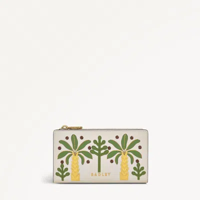 Radley London Womens Leather Coin Street - Paradise Palms Medium Ziptop Purse - White Medium