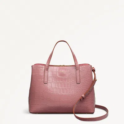 Radley London Womens Leather Dukes Place - Faux Croc Medium Ziptop Grab - Pink Medium