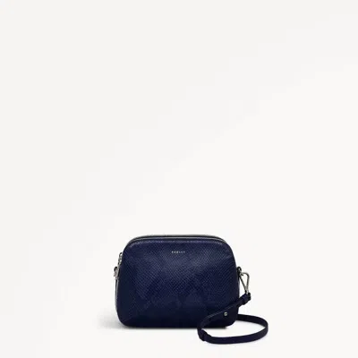 Radley London Womens Leather Dukes Place - Faux Snake Medium Ziptop Crossbody - Blue Medium