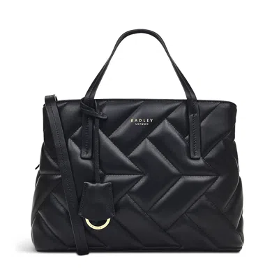 Radley London Womens Leather Dukes Place - Quilt Medium Ziptop Grab - Black Medium