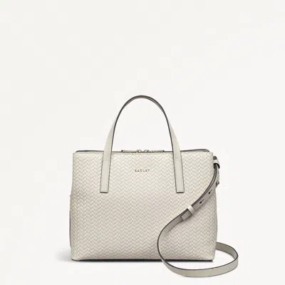 Radley London Womens Leather Dukes Place - Weave Medium Ziptop Grab - Natural Medium In Brown