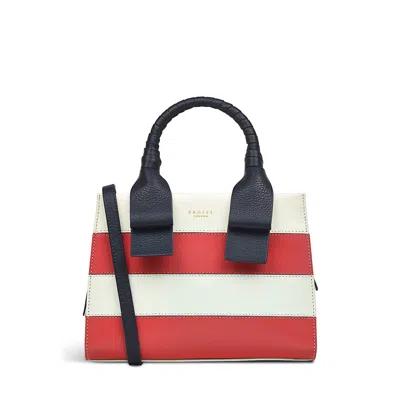 Radley London Womens Leather Finch Lane - Stripe Small Ziptop Grab Chalk Small Ziptop Grab - White