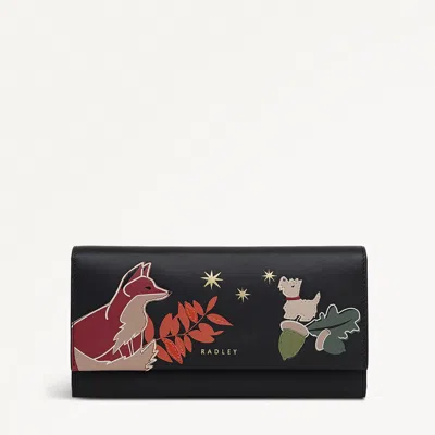 Radley London Womens Leather Fleeting Fox Large Flapover Wallet - Black Large