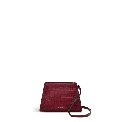 Radley London Womens Leather Glasshouse - Faux Croc Small Open Top Crossbody - Red Small