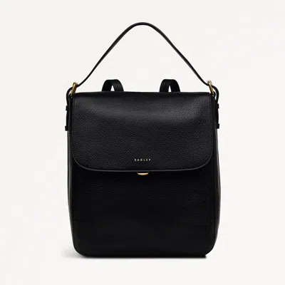 Radley London Womens Leather Grafton Street Medium Flapover Backpack - Black Medium
