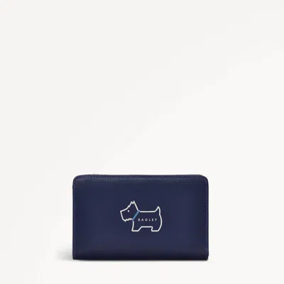 Radley London Womens Leather Heritage Dog Outline Medium Bifold Wallet - Blue Medium