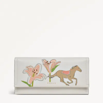 Radley London Womens Leather Kentucky Derby Ss25 Large Flapover Wallet - Natural Large In Brown