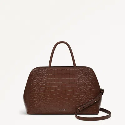 Radley London Womens Leather Liverpool Street Icon - Faux Croc Medium Ziptop Grab - Brown Medium