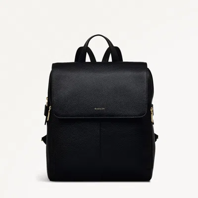 Radley London Womens Leather Lorne Close Large Flapover Backpack - Black Large