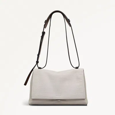 Radley London Womens Leather Mercer Street - Faux Croc Medium Flapover Shoulder - White Medium