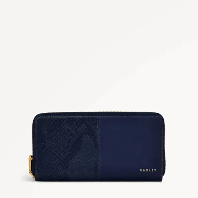 Radley London Womens Leather Mount Row - Faux Snake Zip Around Matinee - Blue Medium