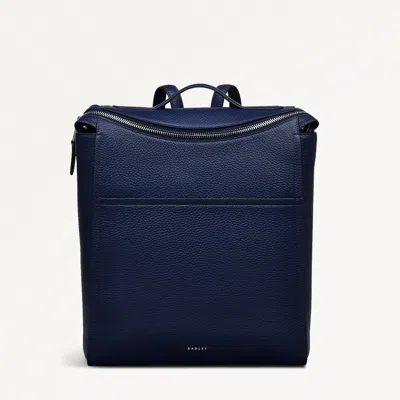 Radley London Womens Leather Oak Street Medium Ziptop Backpack - Navy Medium In Blue