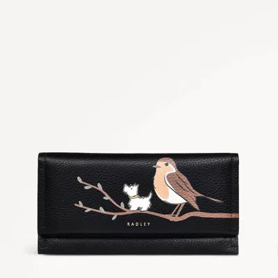 Radley London Womens Leather Robin Robin Large Flapover Wallet Black - Black Large