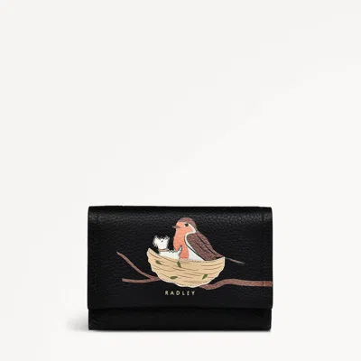 Radley London Womens Leather Robin Robin Medium Flapover Wallet Black - Black Medium