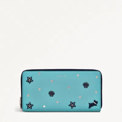 Radley London Womens Leather Starfish And Seashells Large Zip Around Matinee - Blue Large
