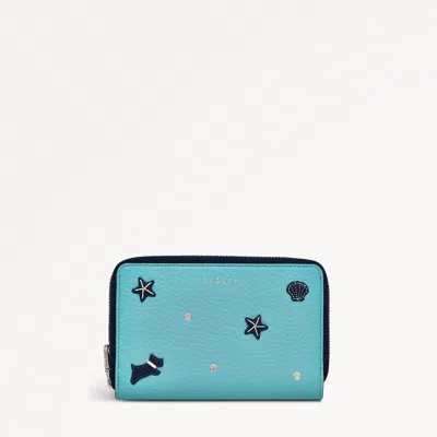 Radley London Womens Leather Starfish And Seashells Medium Zip Around Wallet - Blue Medium