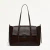Radley London Womens Leather The Chancery - Faux Croc Large Flapover Shoulder - Brown Large In Brown