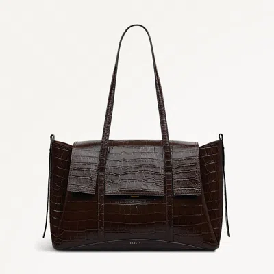 Radley London Womens Leather The Chancery - Faux Croc Large Flapover Shoulder - Brown Large