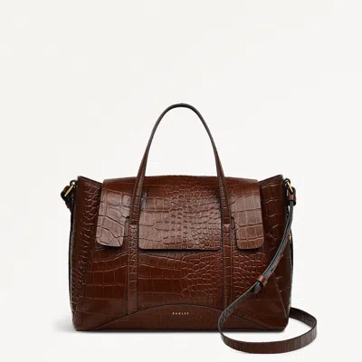 Radley London Womens Leather The Chancery - Faux Medium Flapover Grab Walnut Medium Flapover Grab - Brown