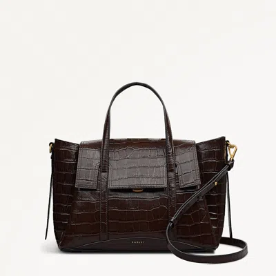 Radley London Womens Leather The Chancery - Faux Croc Medium Flapover Grab - Brown Medium