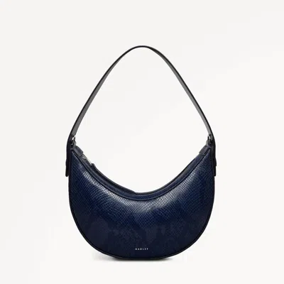 Radley London Womens Leather The Kensal - Faux Snake Small Ziptop Shoulder - Blue Small