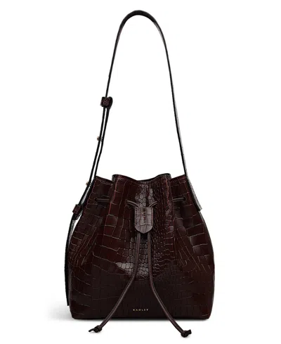 Radley London York Mews Faux Croc Small Drawstring Shoulder Bag In Brown