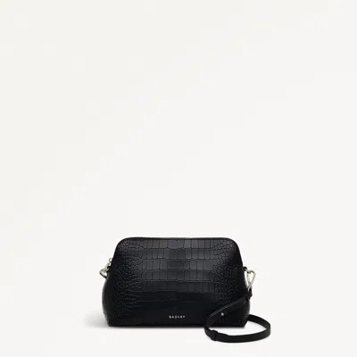 Radley London Ziptop Black Faux Croc Crossbody